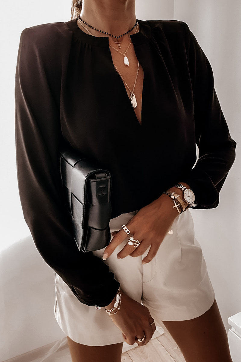 Kaynafashions - Fashion British Style Solid V Neck Tops(3 colors)