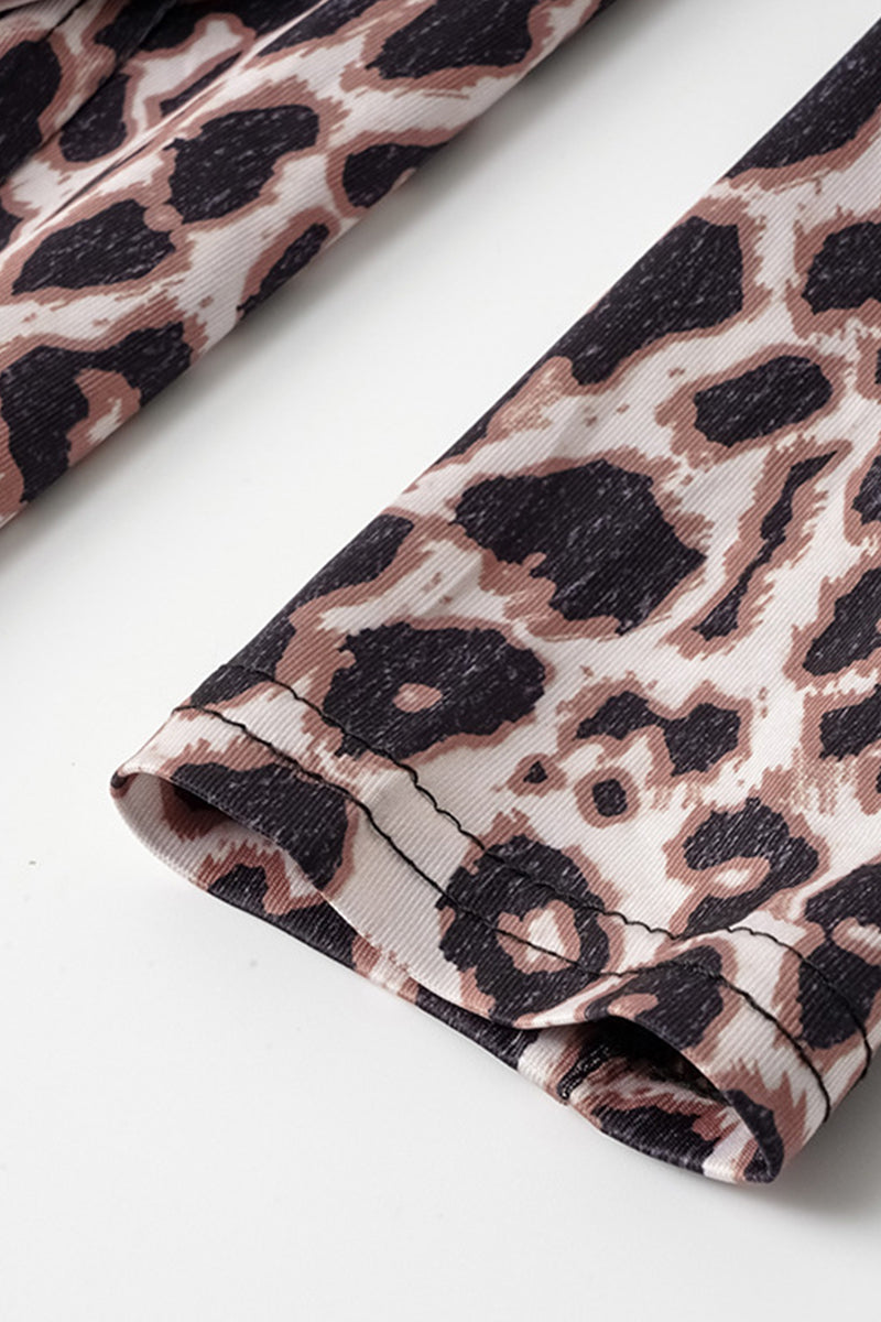 Kaynafashions - Sexy Street Animal Print Patchwork Frenulum Off the Shoulder Printed Dress Dresses(4 Colors)