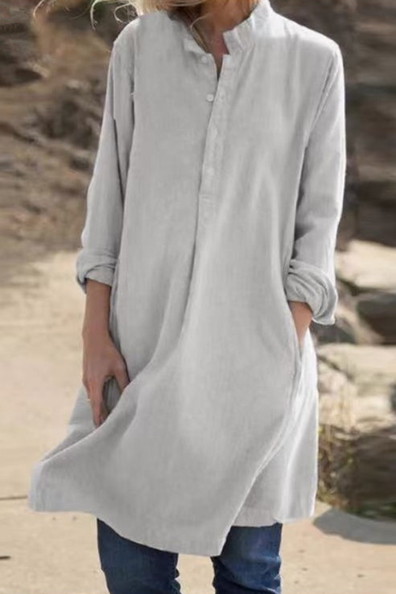 Kaynafashions - Casual Solid Patchwork V Neck Straight Dresses