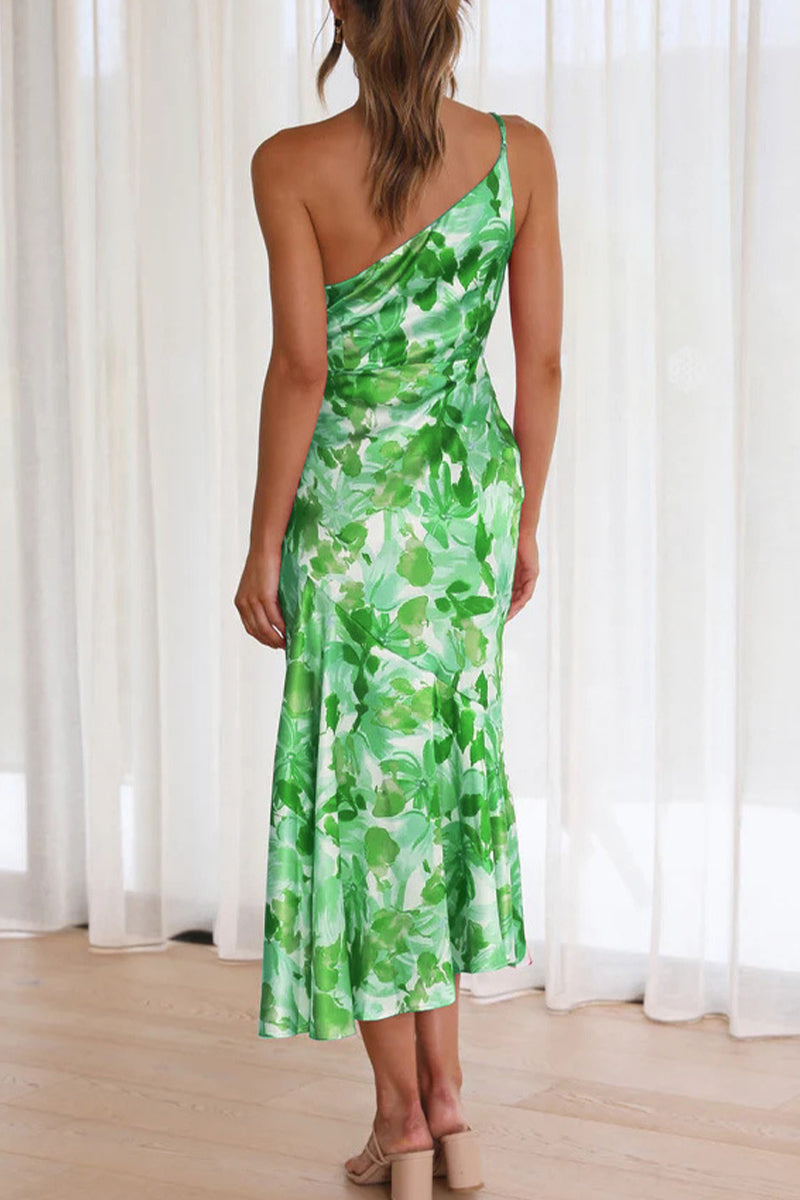 Kaynafashions - Elegant Floral Backless Oblique Collar Trumpet Mermaid Dresses