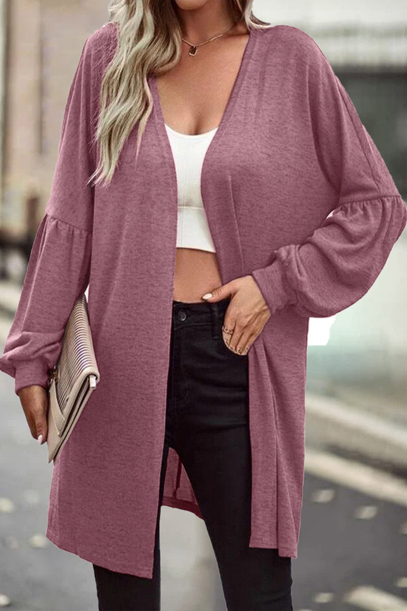 Kaynafashions - Casual Solid Solid Color O Neck Cardigans(6 Colors)