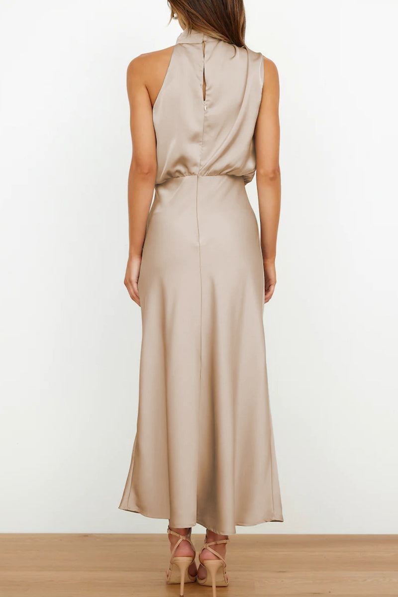 Kaynafashions - Celebrities Simplicity Solid Zipper Half A Turtleneck A Line Dresses(6 Colors)