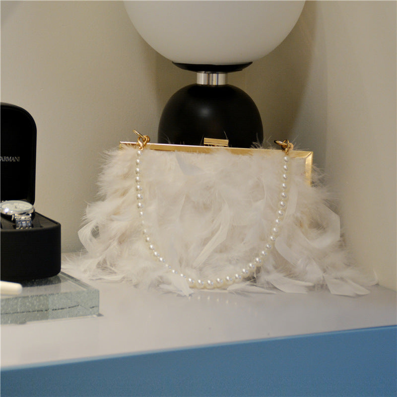 Kaynafashions - Daily Party Patchwork Feathers Chains Pearl Bags