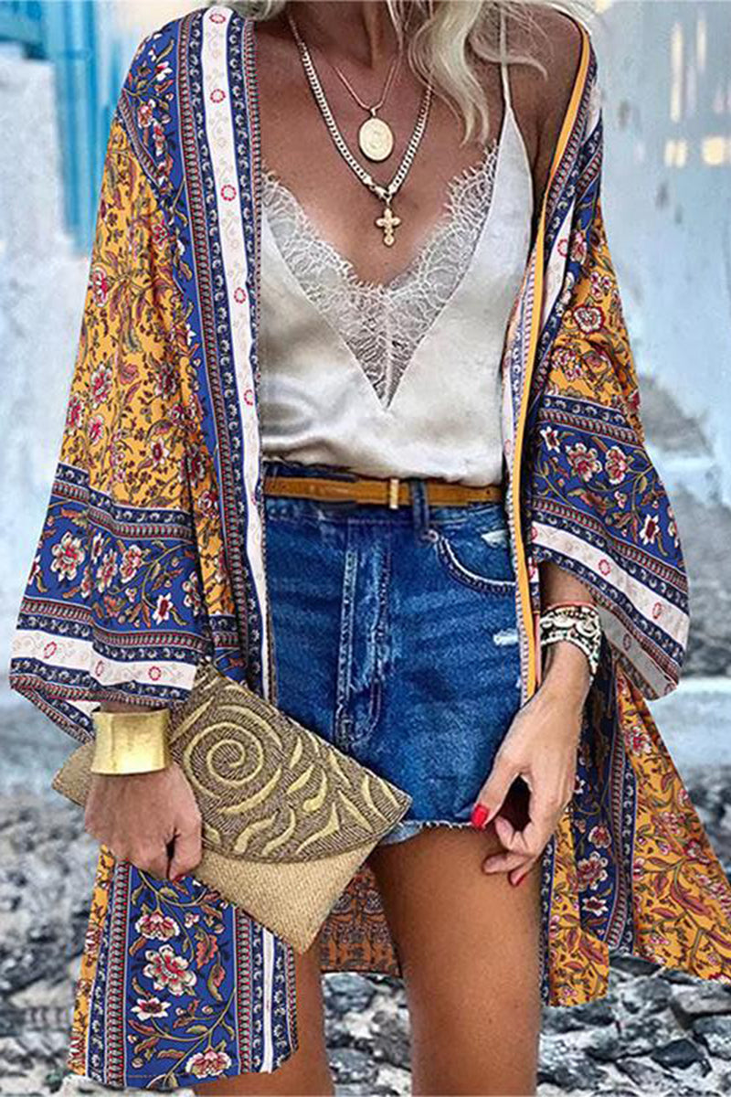 Kaynafashions - College Print Patchwork Cardigan Collar Outerwear