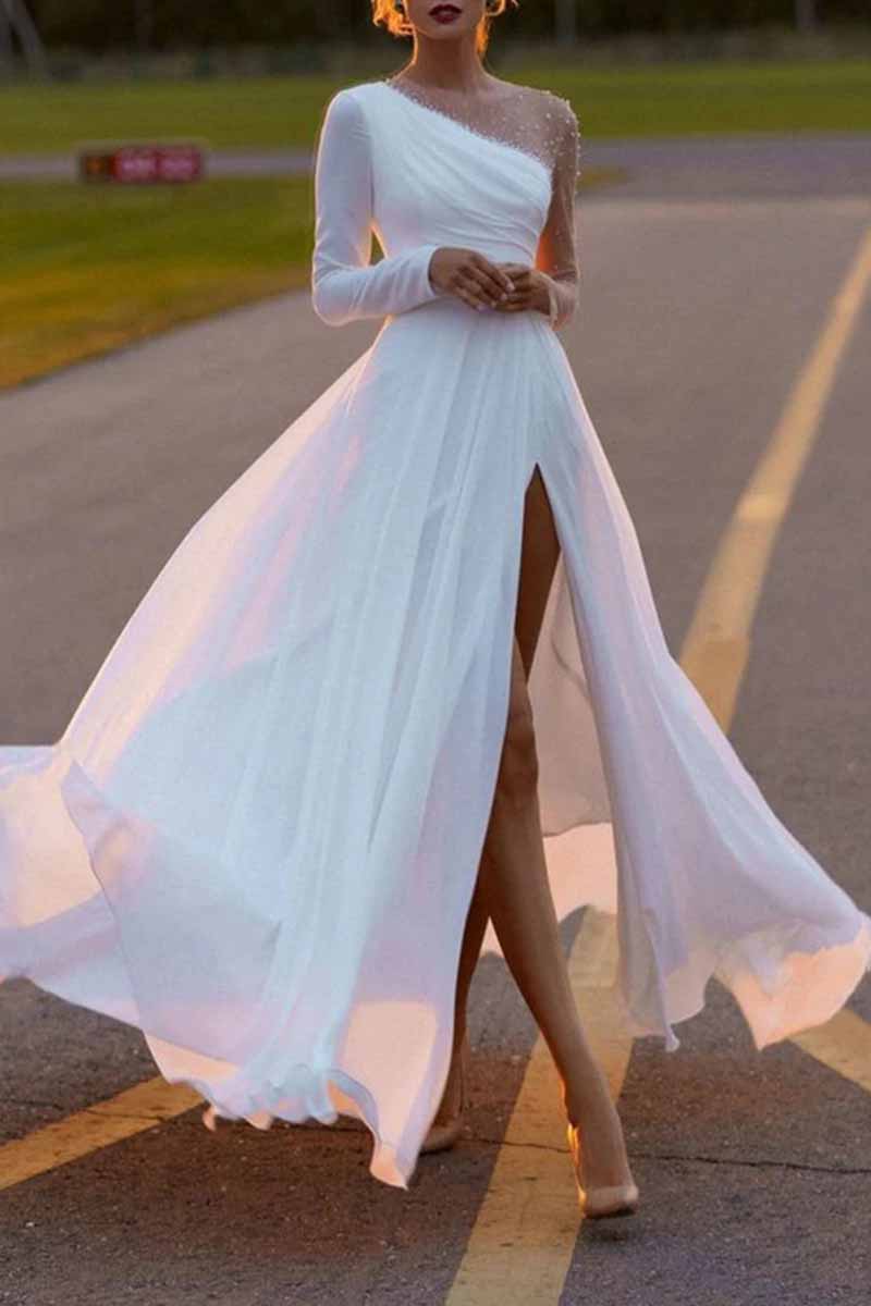 Kaynafashions - Elegant Solid Patchwork O Neck Evening Dress Dresses