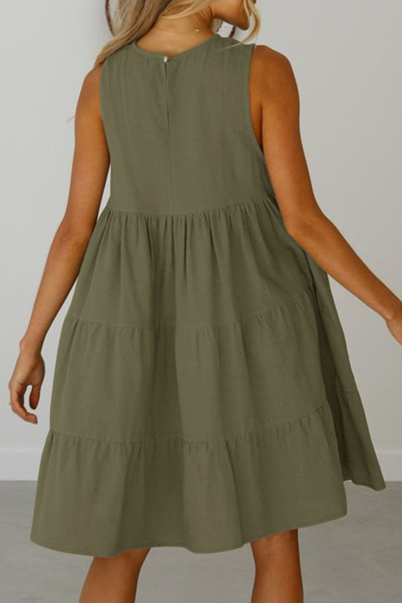 Kaynafashions - Fashion Casual Solid Patchwork O Neck Princess Dresses(6 Colors)
