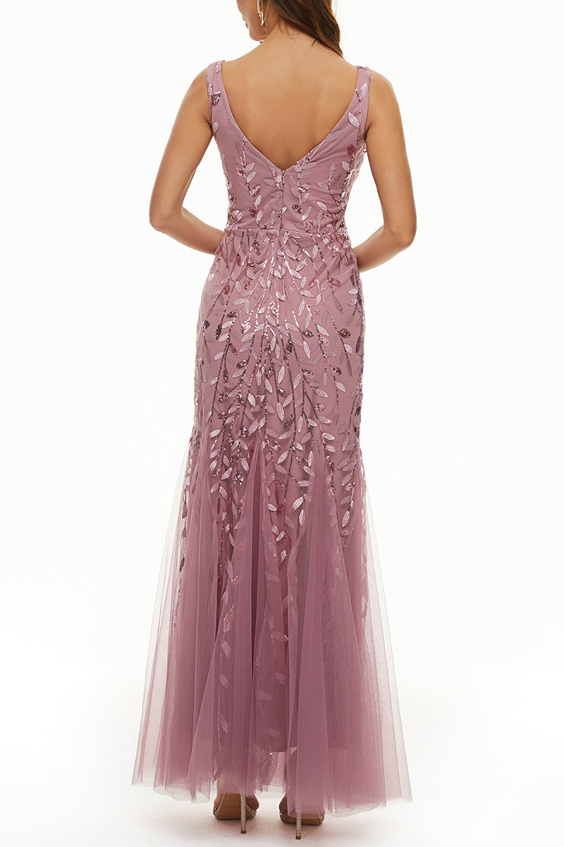 Kaynafashions - Elegant Formal Patchwork Embroidered V Neck Evening Dress Dresses(10 Colors)