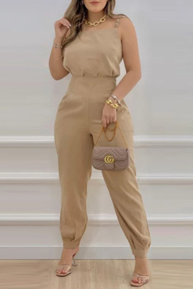 Kaynafashions - Casual Solid Patchwork Square Collar Sleeveless Two Pieces