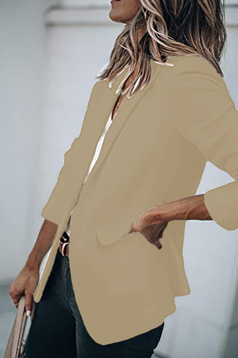 Kaynafashions - Fashion Solid Patchwork Turndown Collar Outerwear(11 colors)