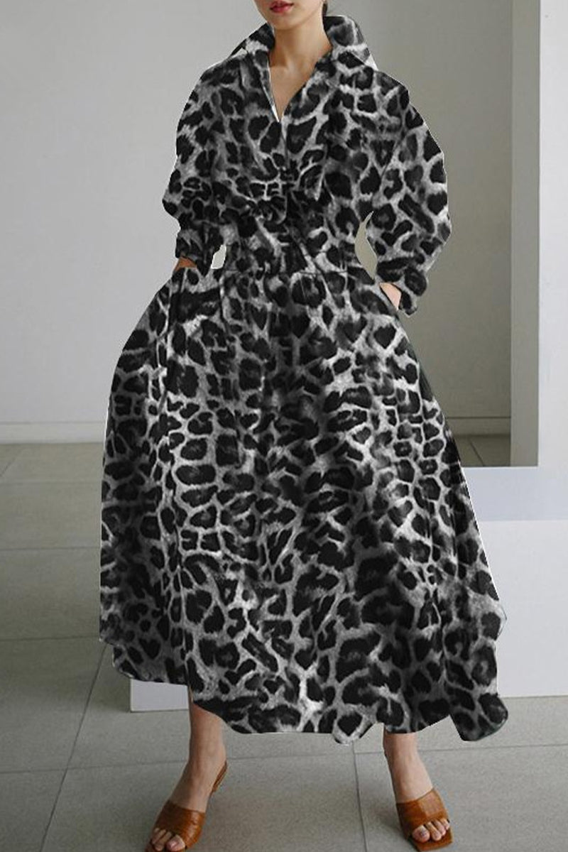 Kaynafashions - Women's Solid Pocket Button Lapel Long Sleeve Maxi Shirt Dress(3 Colors)