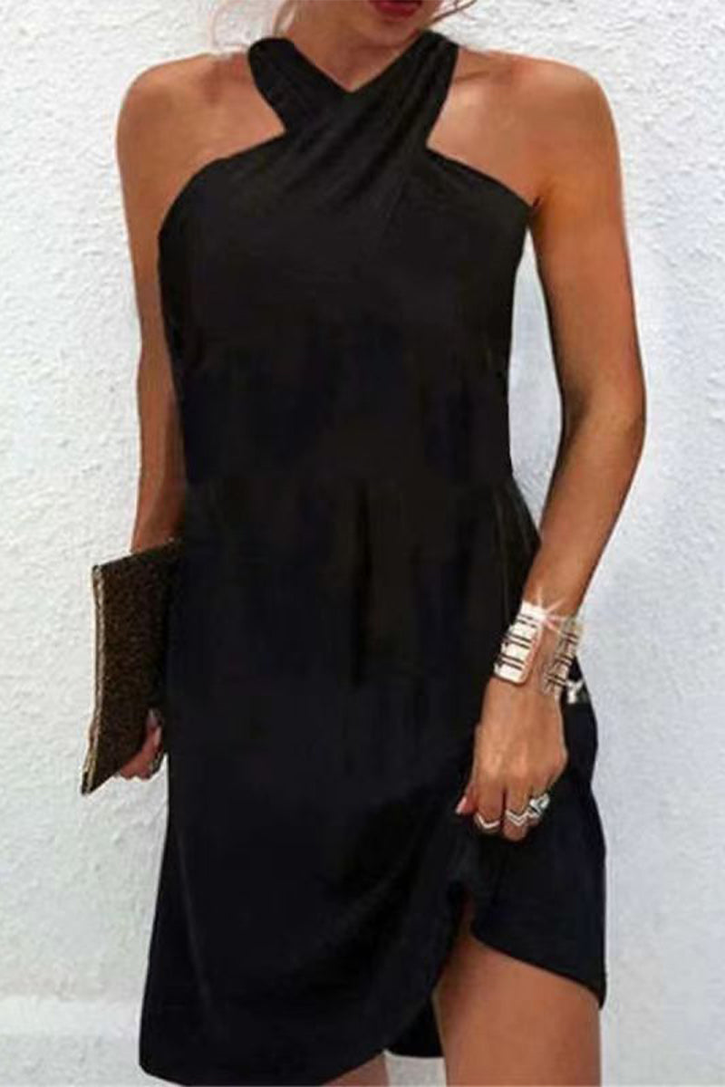 Kaynafashions - Twisted High Halter Sleeveless Mini Dress