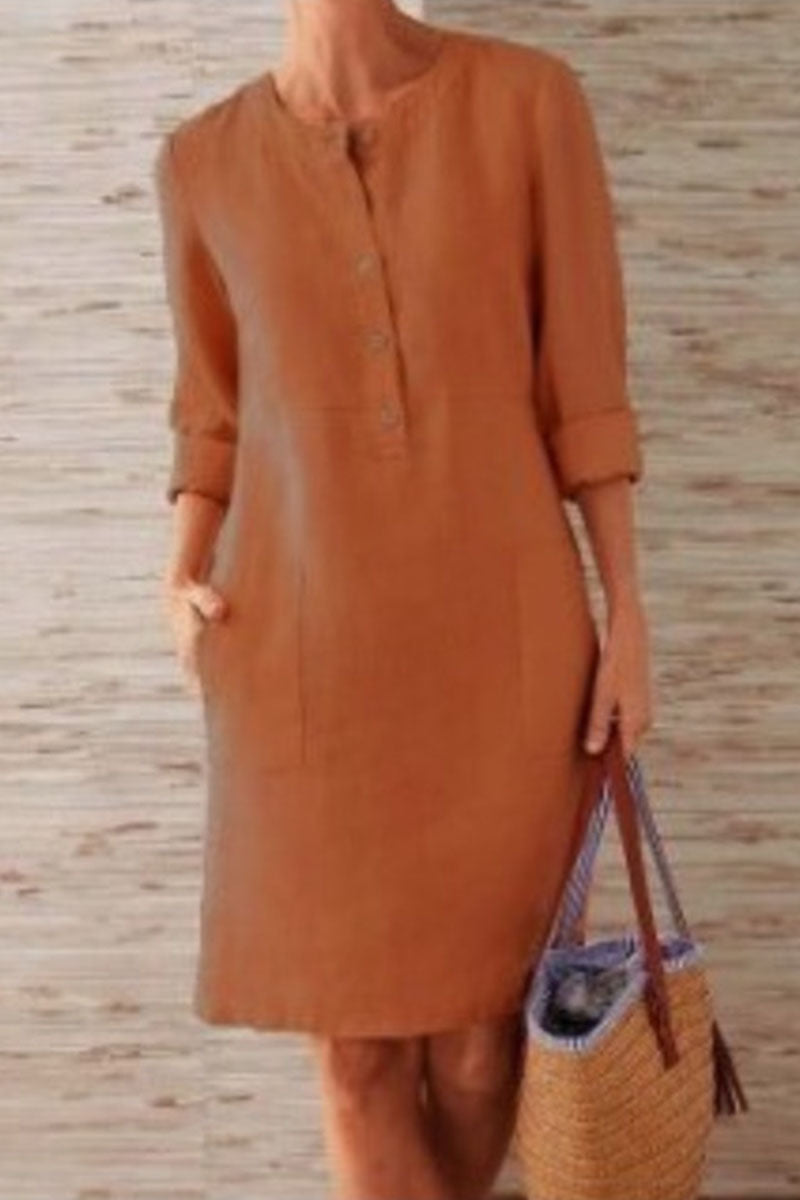 Kaynafashions - Fashion Street Solid O Neck A Line Dresses