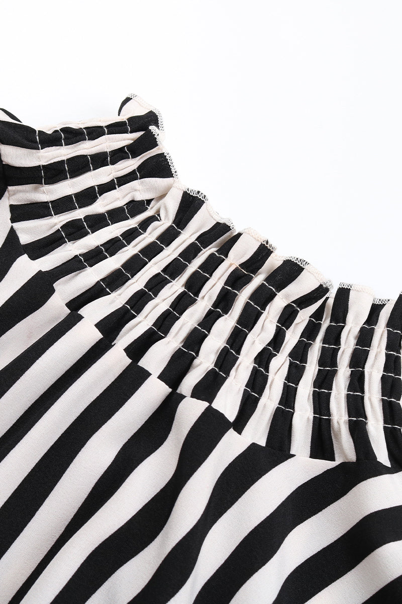 Kaynafashions - Sweet Elegant Striped Printing Stringy Selvedge Turtleneck A Line Dresses(4 Colors)