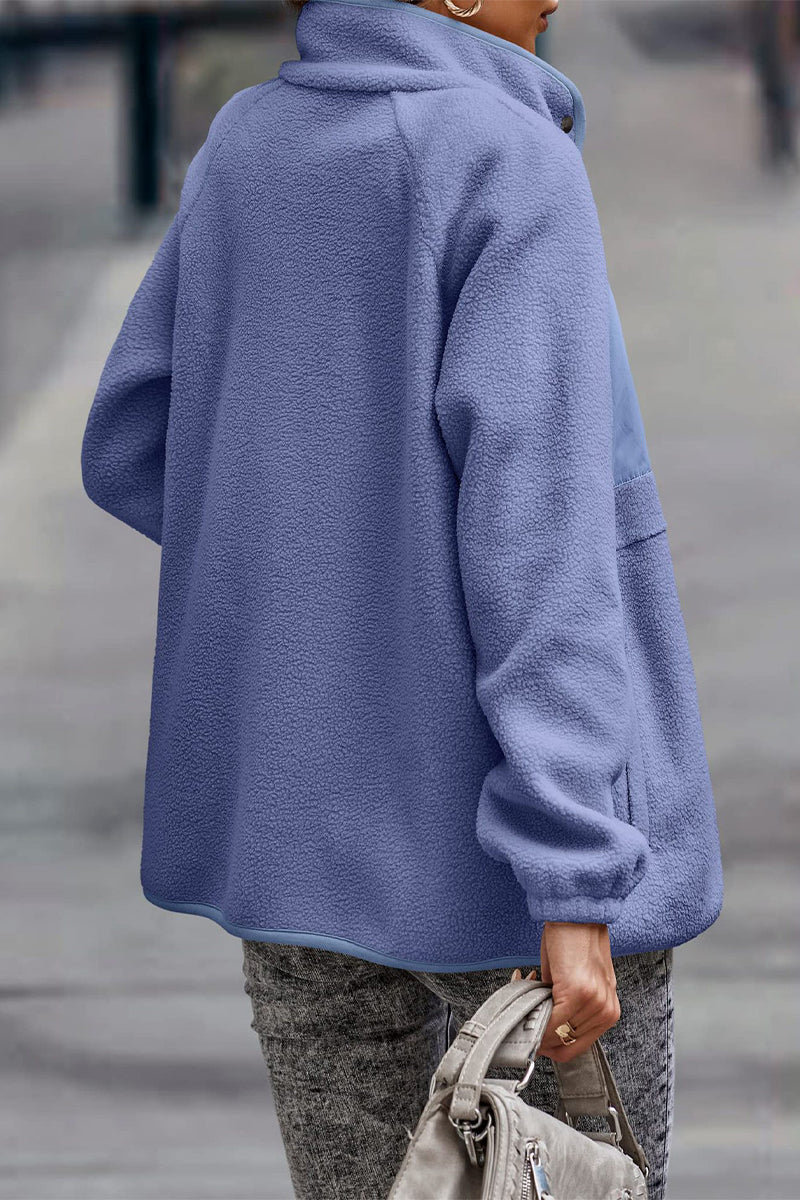 Kaynafashions - Casual Solid Patchwork Pocket Half A Turtleneck Outerwear(7 Colors)