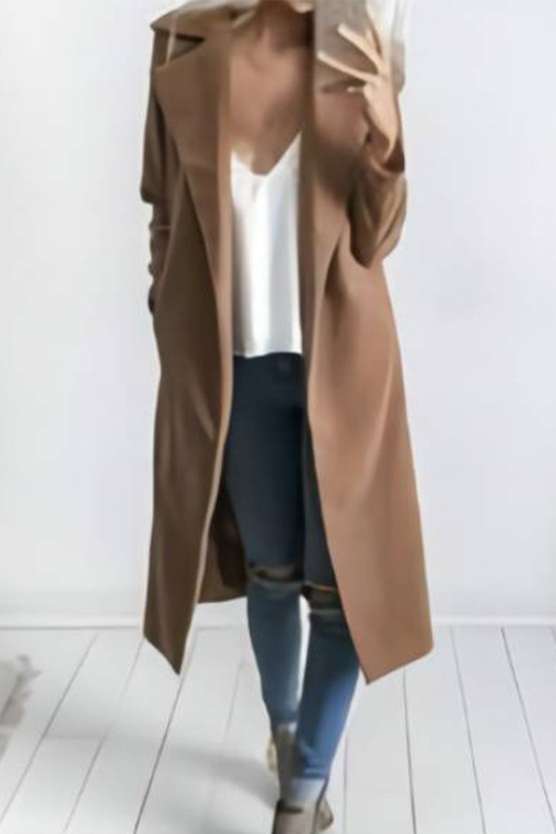 Kaynafashions - Casual Work Solid Solid Color Turndown Collar Outerwear