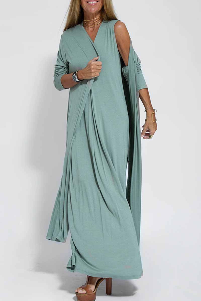 Kaynafashions - Street Solid Slit Cardigan Collar Outerwear