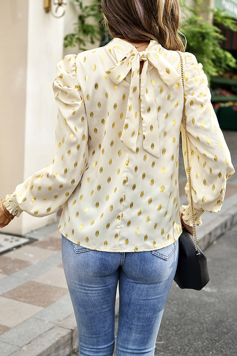Kaynafashions - Elegant Polka Dot Fold Half A Turtleneck Tops