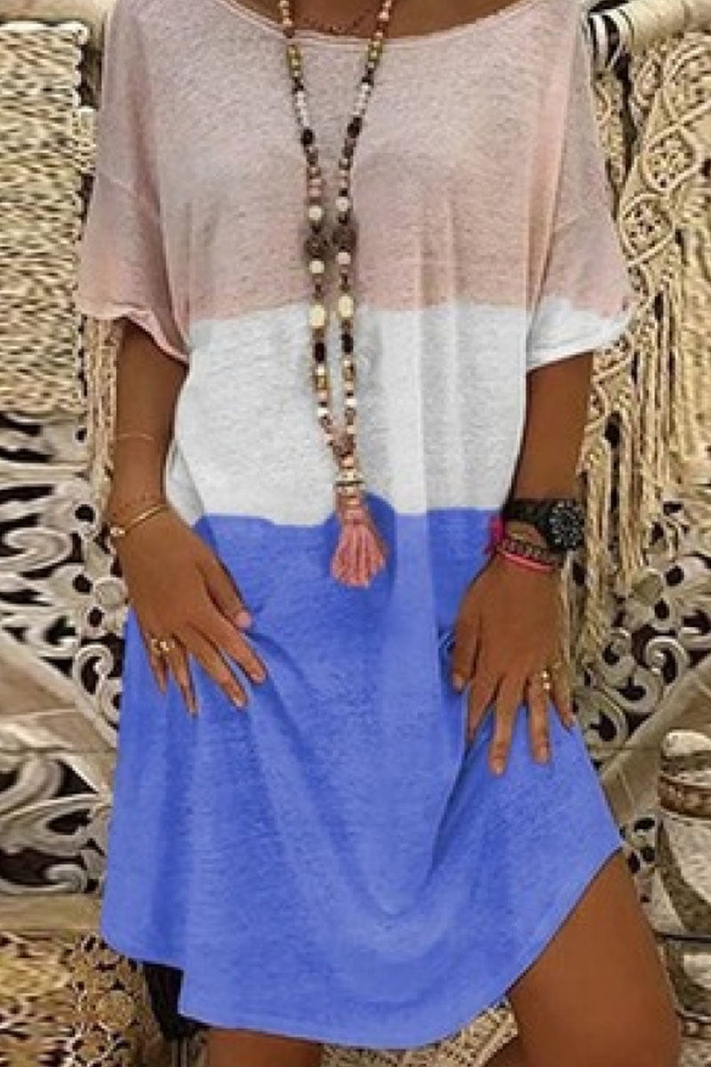 Kaynafashions - Fashion Street Solid Patchwork O Neck Princess Dresses(4 Colors)