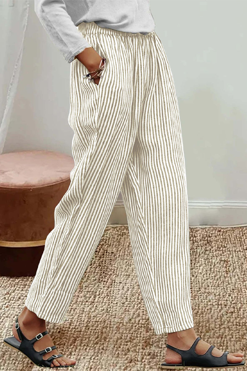 Kaynafashions - Casual Striped Pocket Harlan Full Print Bottoms