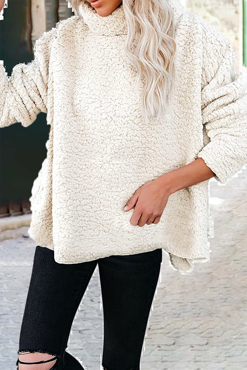 Kaynafashions - Casual Solid Patchwork Turtleneck Tops