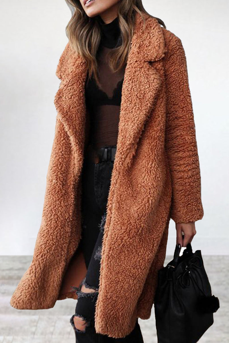 Kaynafashions - Casual Solid Patchwork Turndown Collar Outerwear