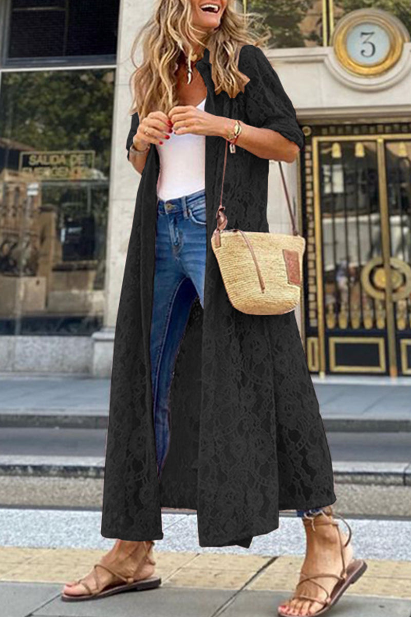 Kaynafashions - Casual Solid Patchwork Buckle Turndown Collar Tops(3 Colors)