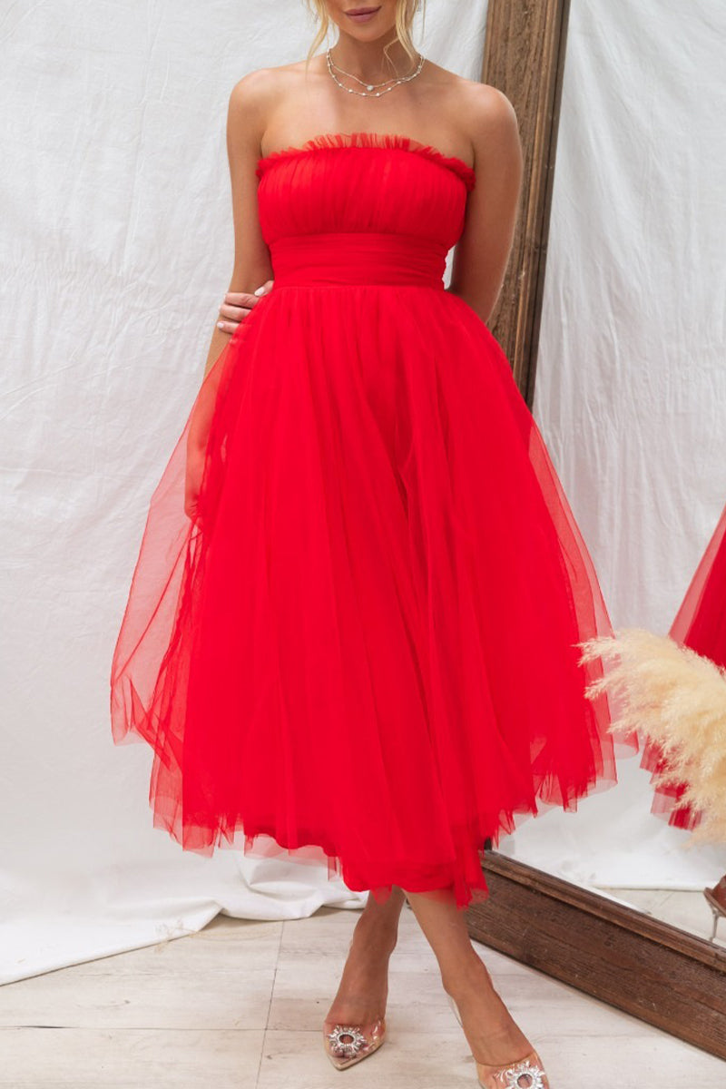 Kaynafashions - Celebrities Elegant Solid Zipper Strapless Evening Dress Dresses