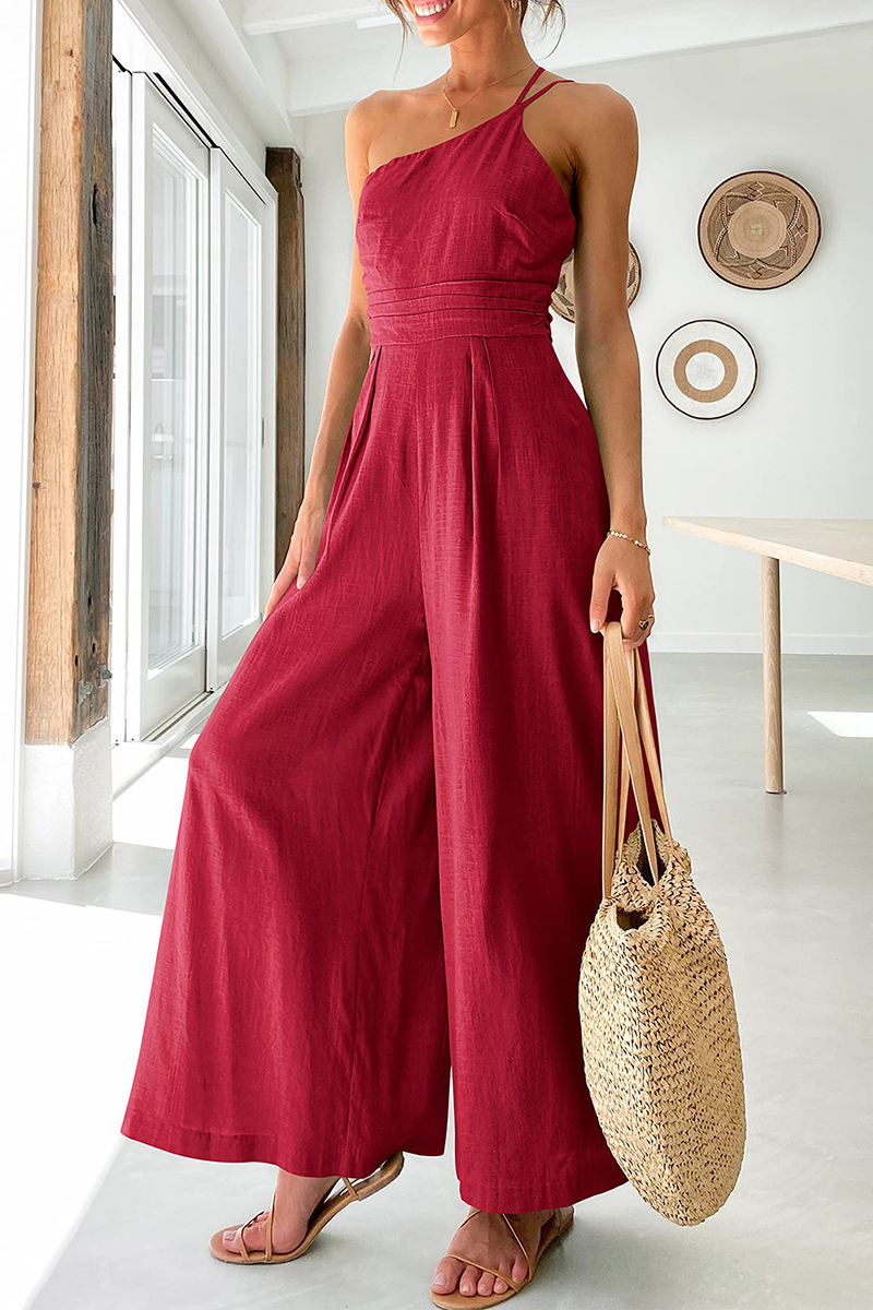 Kaynafashions - Casual Solid Patchwork Off the Shoulder Straight Jumpsuits(6 Colors)