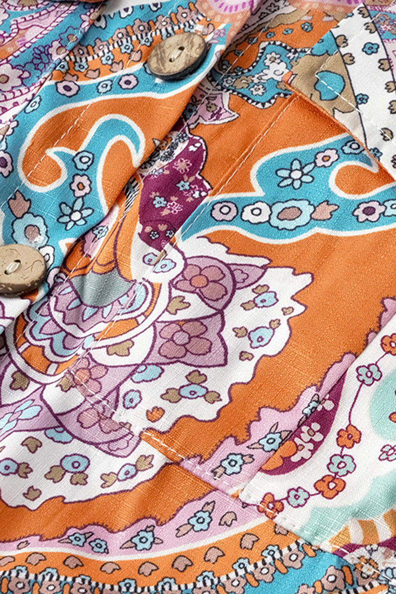 Kaynafashions - Casual College National Totem Print Patchwork Frenulum O Neck Loose Jumpsuits(3 Colors)