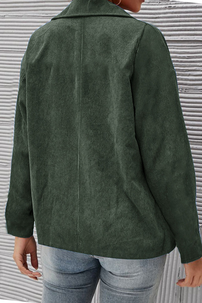 Kaynafashions - Solid Patchwork Turndown Collar Outerwear(10 Colors)