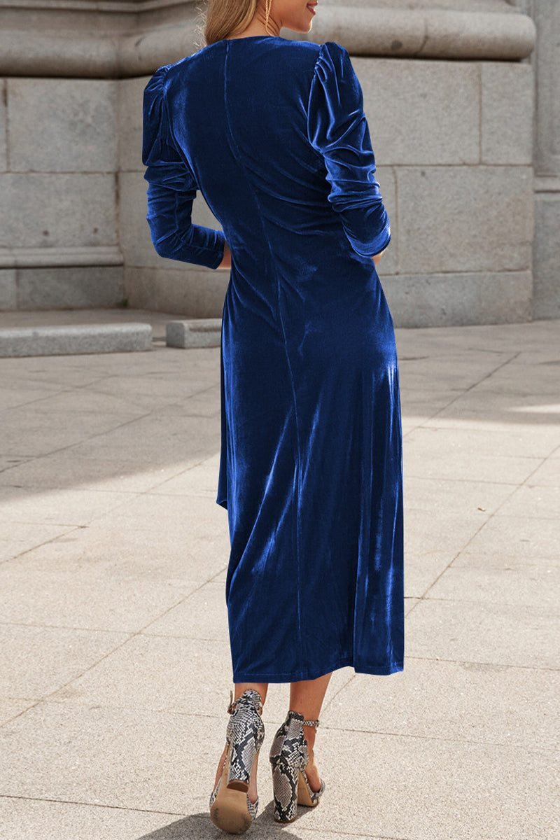 Kaynafashions - Celebrities Elegant Solid Strap Design V Neck Princess Dresses