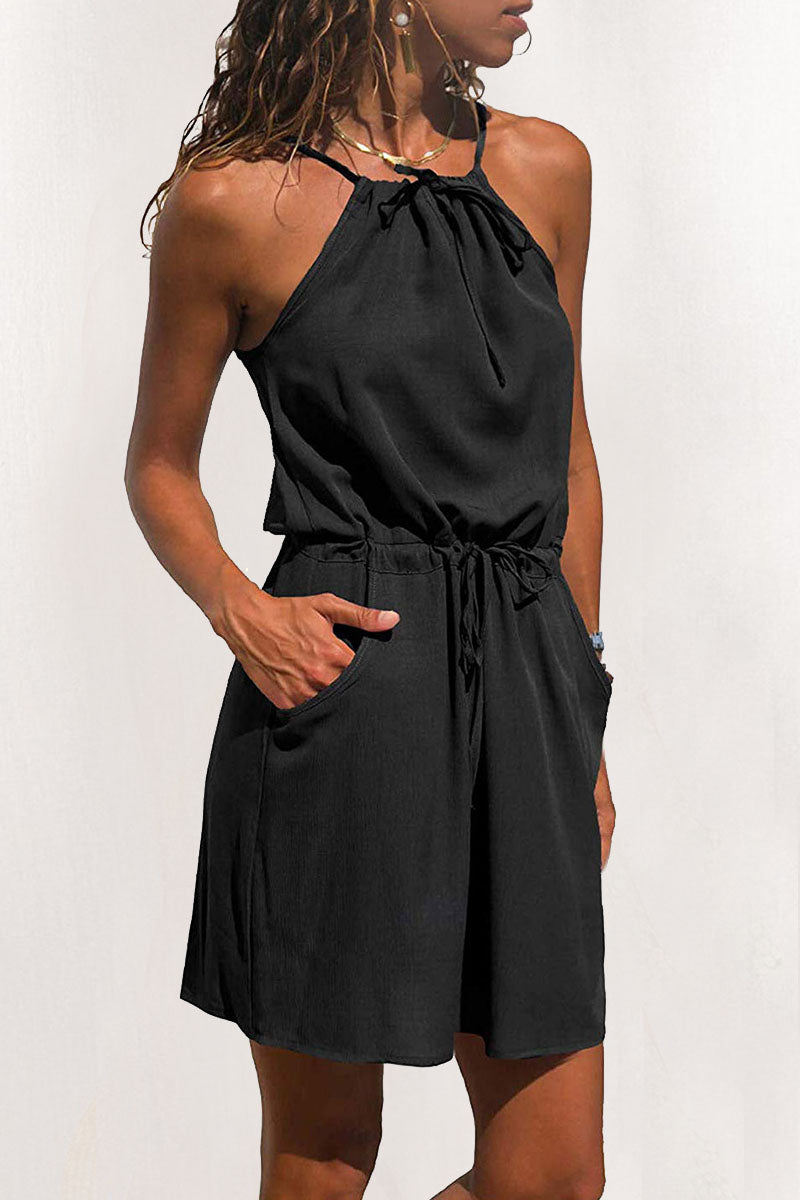 Kaynafashions - Fashion Simplicity Print Patchwork Spaghetti Strap A Line Dresses(3 Colors)