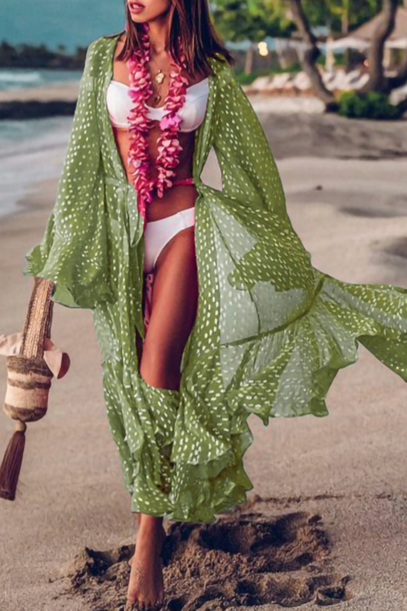 Kaynafashions - Fashion Dot Flounce Cardigan Collar Outerwear