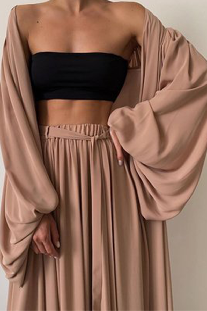 Kaynafashions - Fashion Casual Solid With Belt Strapless Three Pieces(4 colors)