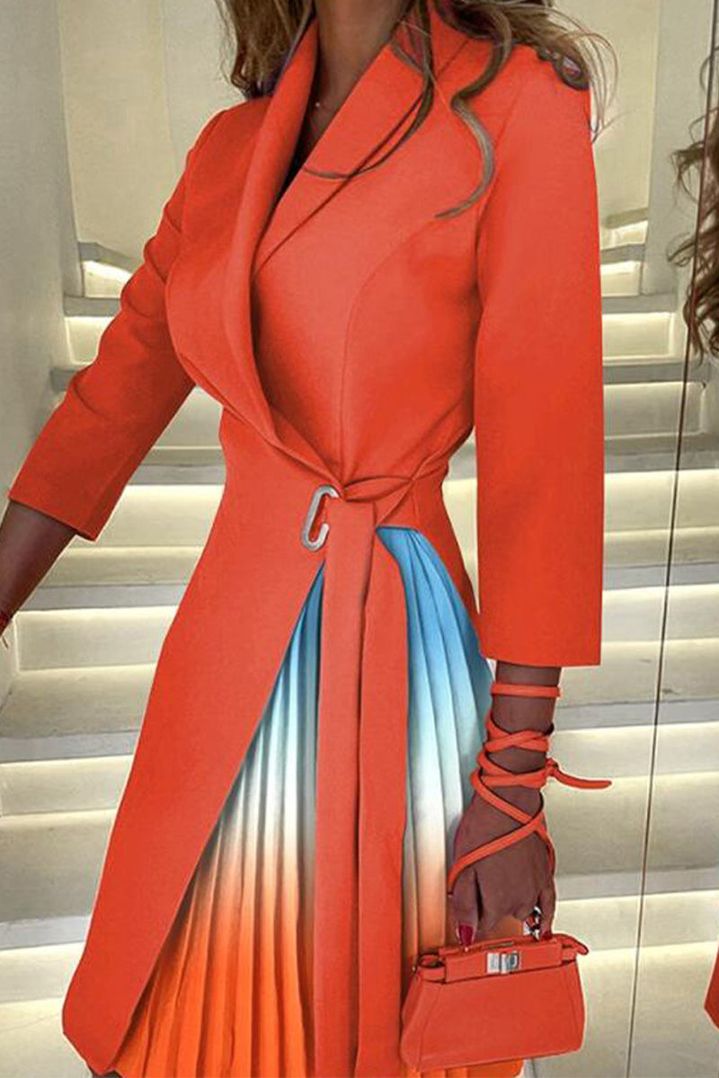 Kaynafashions - Elegant Color Block Contrast V Neck A Line Dresses(4 Colors)