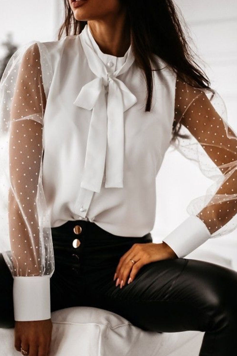 Kaynafashions - Fashion Street Solid Patchwork O Neck Blouses