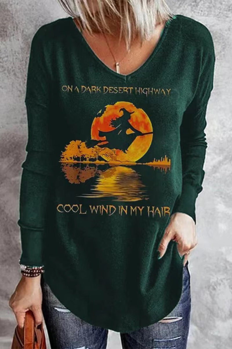 Kaynafashions - Casual Print Solid Color V Neck Tops