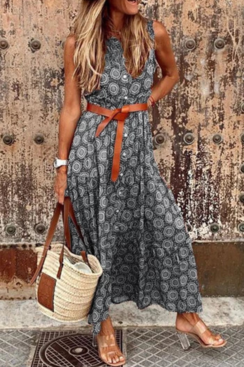 Kaynafashions - Casual Dot Buckle Basic Mandarin Collar A Line Dresses(3 Colors)