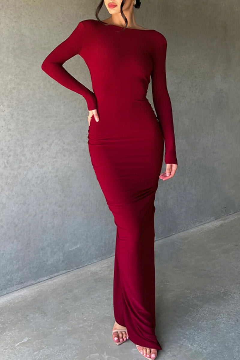Kaynafashions - Sexy Solid Fold V Neck A Line Dresses(3 Colors)