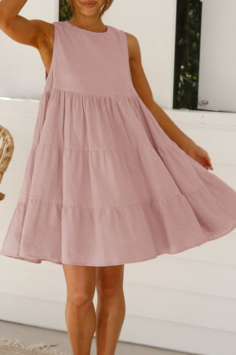 Kaynafashions - Fashion Casual Solid Patchwork O Neck Princess Dresses(6 Colors)