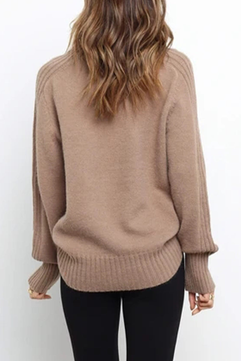 Kaynafashions - Casual Solid Patchwork Turtleneck Tops