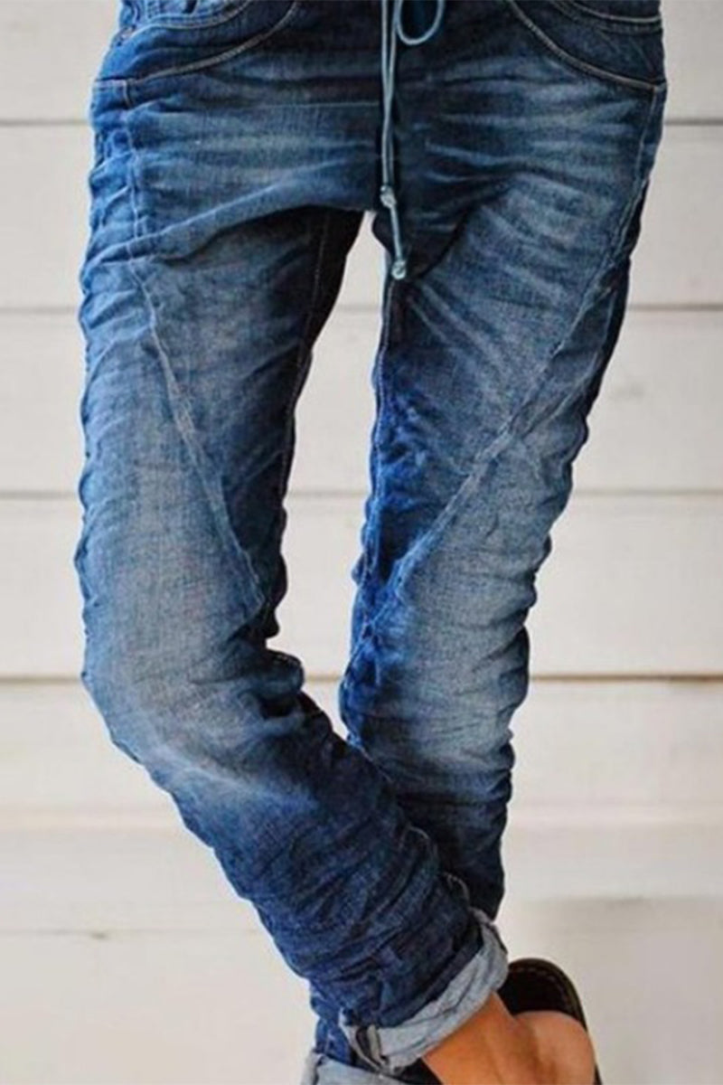 Kaynafashions - Casual Street Solid Patchwork Straight Denim Jeans