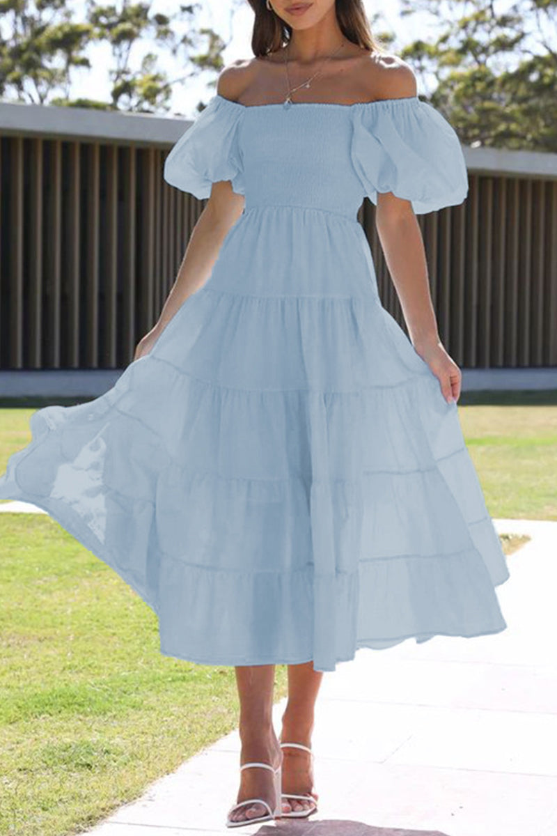 Kaynafashions - Casual Simplicity Solid Backless Off the Shoulder A Line Dresses(6 Colors)