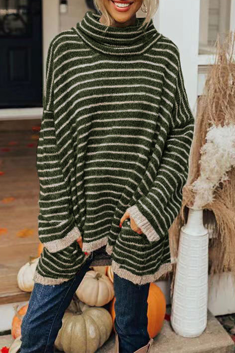 Kaynafashions - Casual Striped Patchwork Turtleneck Sweaters(4 Colors)