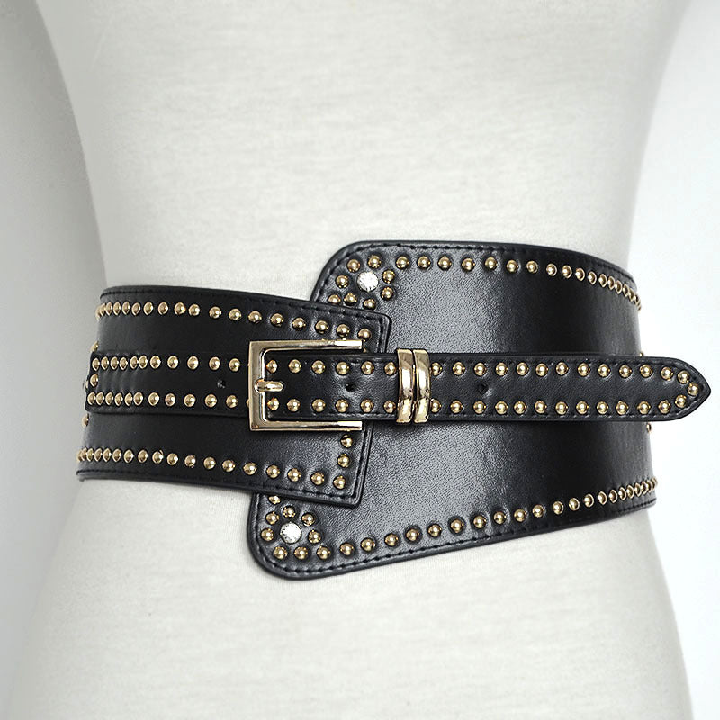 Kaynafashions - Punk Solid Rivets Patchwork Metal Accessories Decoration Belts