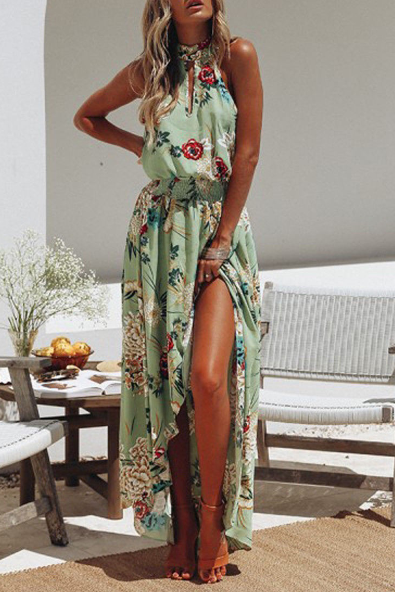 Kaynafashions - Casual Print Patchwork Turtleneck Irregular Dress Dresses