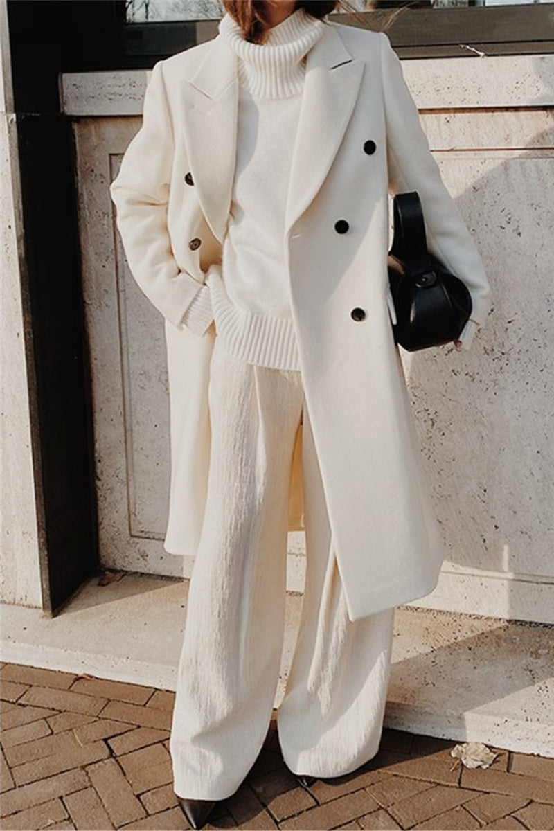 Kaynafashions - British Style Elegant Solid Buttons Turn-back Collar Outerwear