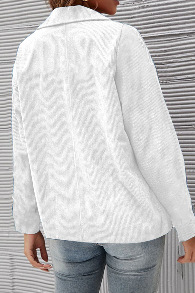 Kaynafashions - Solid Patchwork Turndown Collar Outerwear(10 Colors)