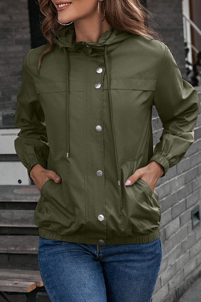 Kaynafashions - Casual Sportswear Solid Pocket Hooded Collar Outerwear