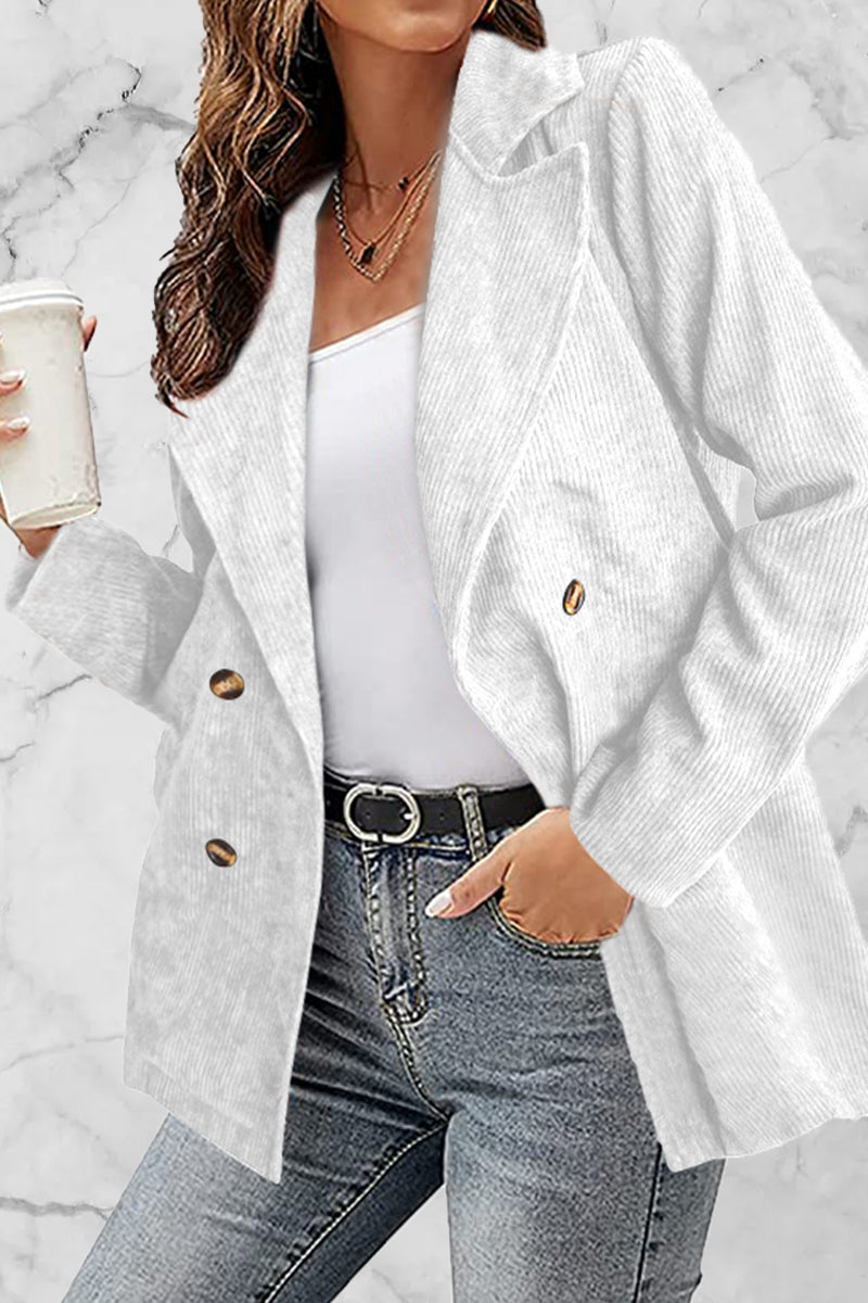 Kaynafashions - Solid Patchwork Turndown Collar Outerwear(10 Colors)